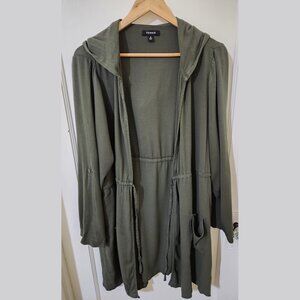 Plus-size Gauze Hooded Kimono by Torrid, green, size 3x